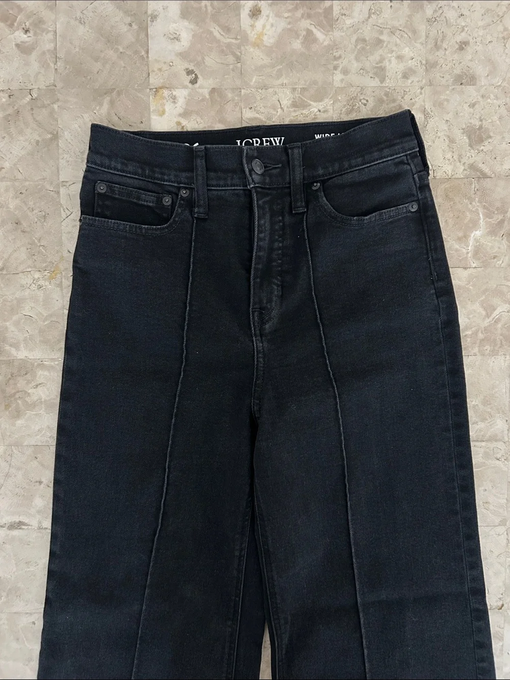 J.Crew Pintuck Wide Leg Denim Trouser - Black - Size 26
